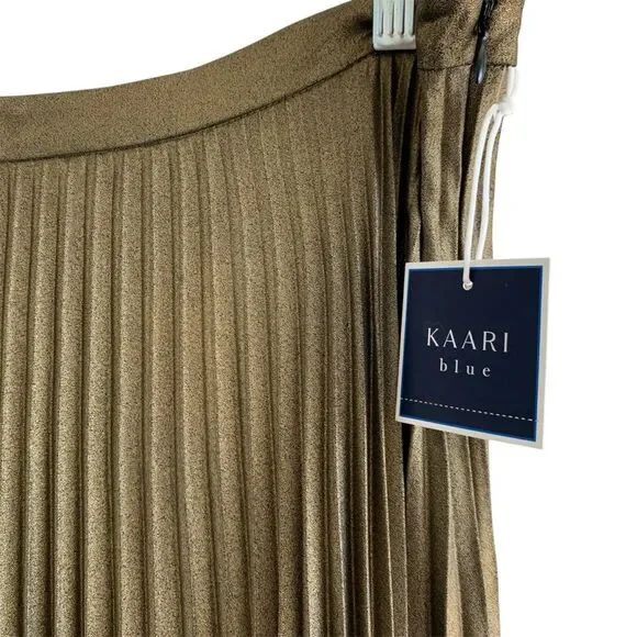 KAARI blue Women Skirt Size 16 Gold Metallic Pleated Midi - Picture 4 of 10